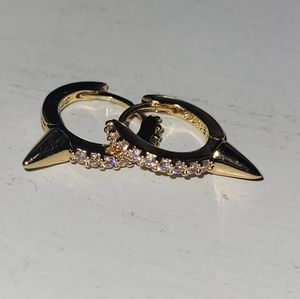 Studs Gold Plated Pave Spike Huggies